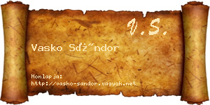 Vasko Sándor névjegykártya